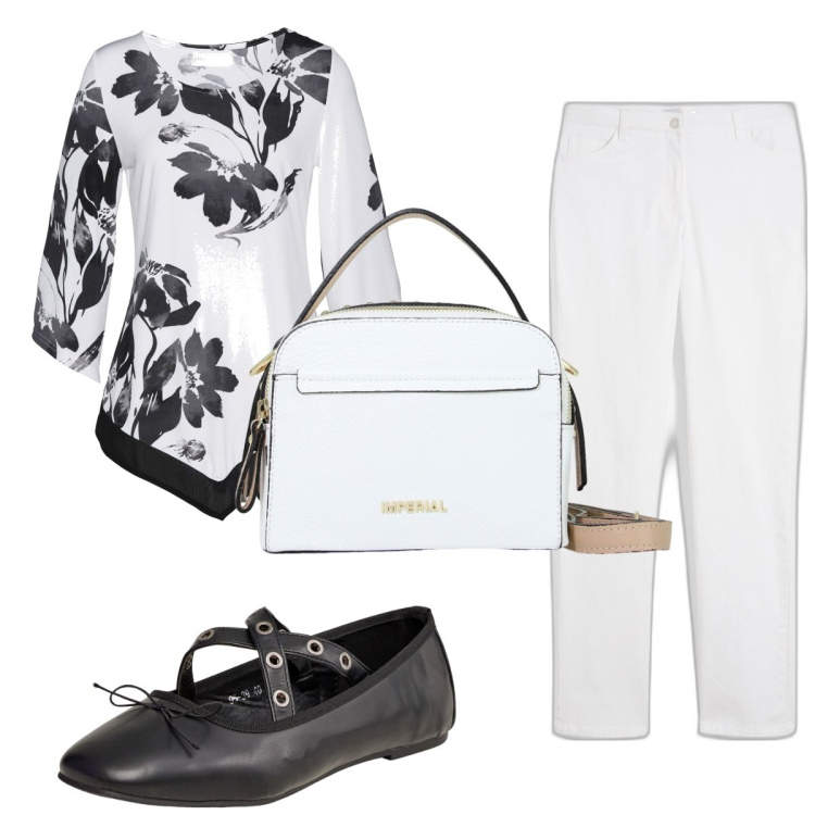 Outfit donna - Total look #1934221. Stile Trendy per Tutti i giorni. Abbinamento con pantaloni, maglieria, ballerine, borse a spalla.