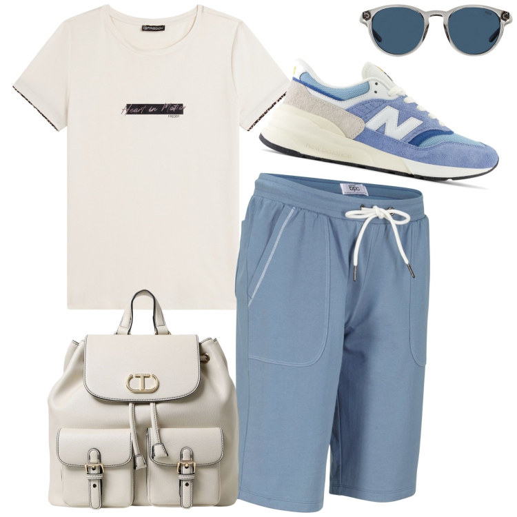 Outfit donna - Pic nic in famiglia. Stile Casual per Tutti i giorni. Abbinamento con bermuda, scarpe sportive, t-shirt, occhiali da sole, zaini.