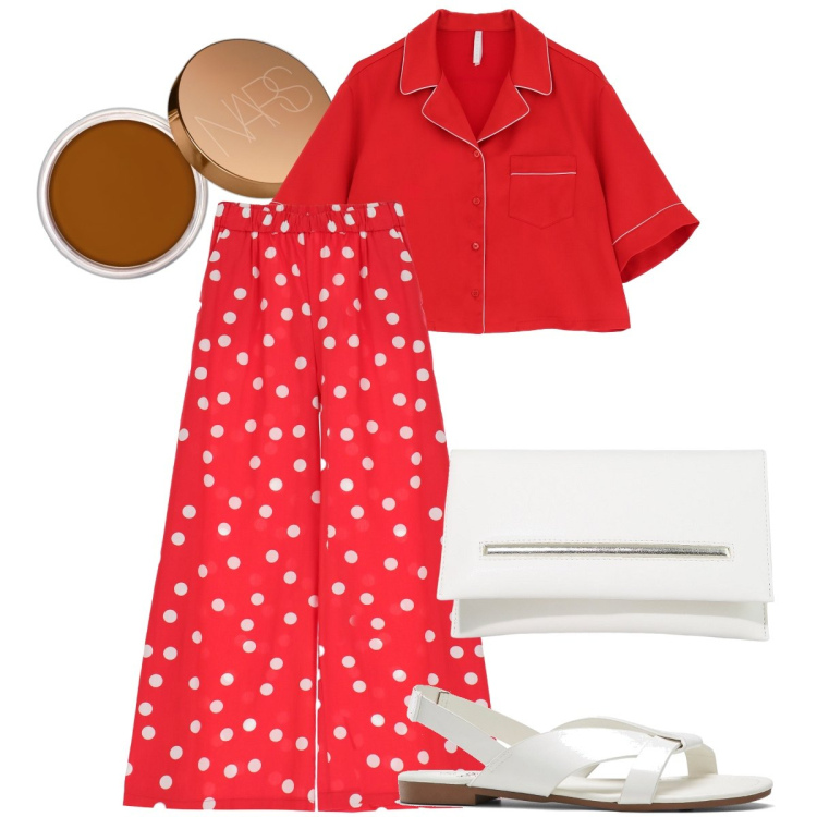 Outfit donna - Il completo di Imperial. Stile Bon Ton per Serata fuori. Abbinamento con sandali, terre, pantaloni a palazzo, camicie a manica corta, pochette.