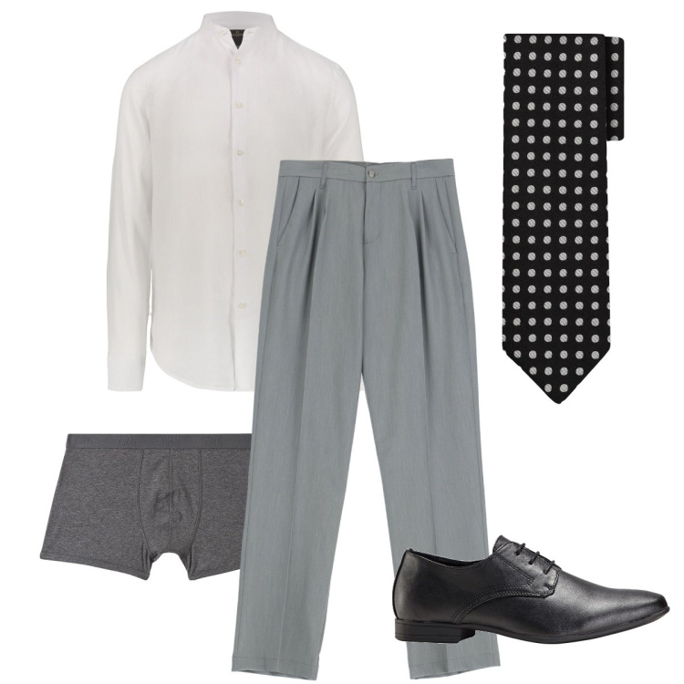 Outfit uomo - Mi sposo. Stile Business/Elegante per Cerimonia. Abbinamento con scarpe stringate, boxer, pantaloni, cravatte, camicie.