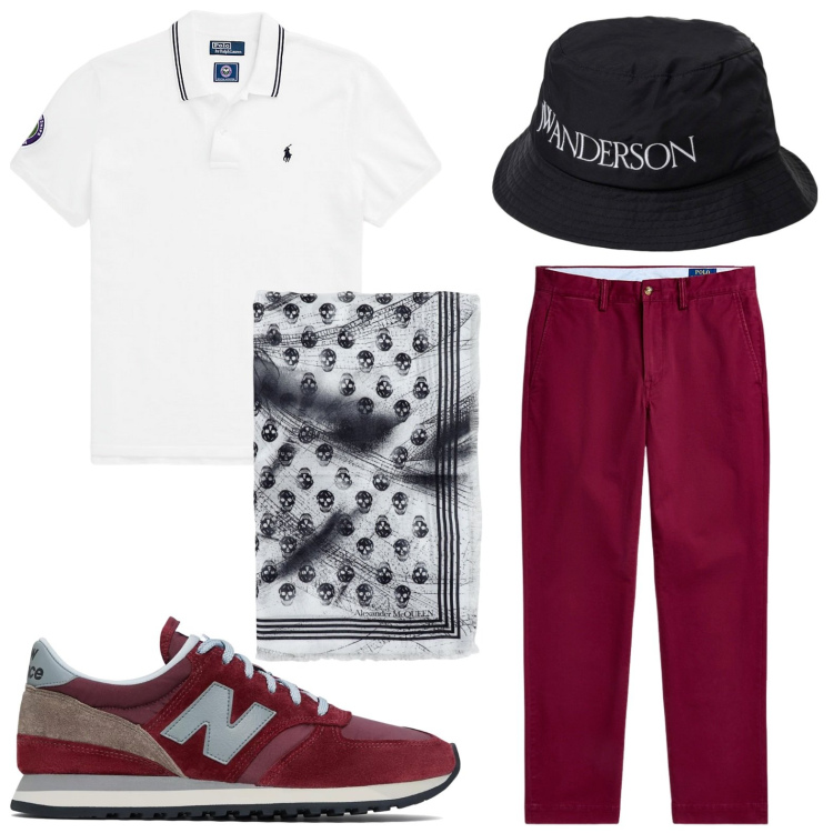 Outfit uomo - Sporty chic. Stile Casual per Tutti i giorni. Abbinamento con sneakers, pantaloni chino, maglieria, cappelli, sciarpe.