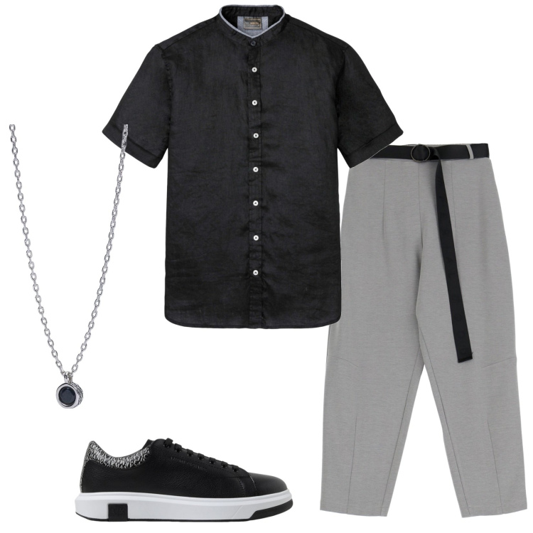 Outfit uomo - Cena a lume di candela. Stile Trendy per Serata speciale. Abbinamento con camicie a manica corta, collane, pantaloni, sneakers.