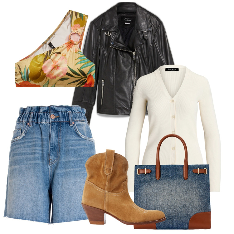 Outfit donna - Camperos di fine estate. Stile Boho per Serata fuori. Abbinamento con blazer, bermuda, stivaletti, borse tote, top, cardigans.
