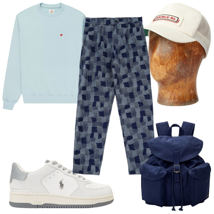 Outfit uomo - Total look #1936166. Stile Trendy per Tutti i giorni. Abbinamento con felpe, pantaloni cargo, borse sportive, cappelli, sneakers.