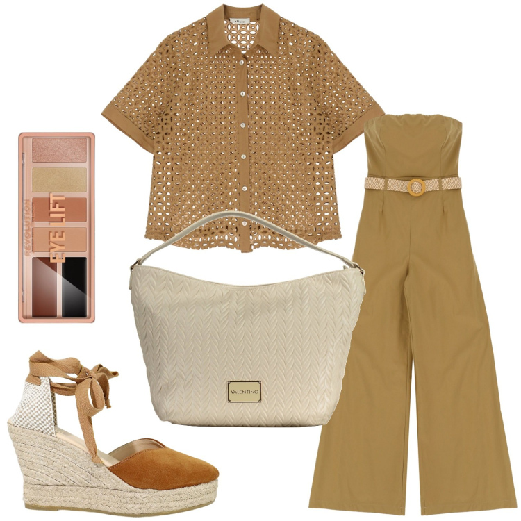 Outfit donna - I colori della terra. Stile Basic per Tutti i giorni. look ideale per Petite. Abbinamento con ombretti, tute, camicie a manica corta, zeppe, pochette.
