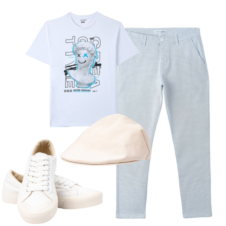 Outfit uomo - Total look #1936300. Stile Casual per Tutti i giorni. Abbinamento con pantaloni, t-shirt, cappelli e berretti, sneakers.