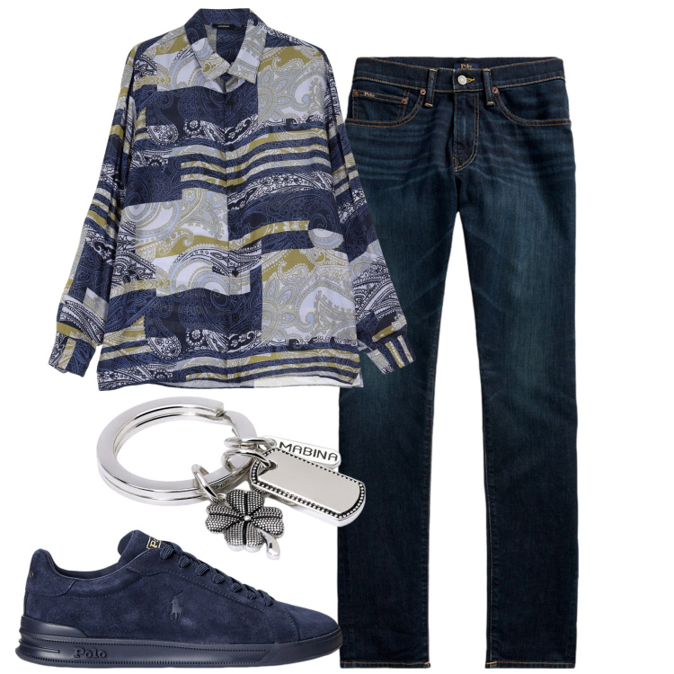 Outfit uomo - Total look #1936321. Stile Trendy per Tutti i giorni. Abbinamento con portachiavi, camicie, sneakers, jeans skinny.