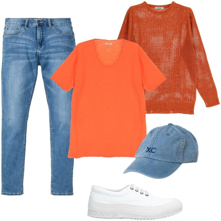 Outfit uomo - Total look #1936354. Stile Trendy per Tutti i giorni. Abbinamento con jeans, sneakers, pullovers, t-shirt, cappelli.