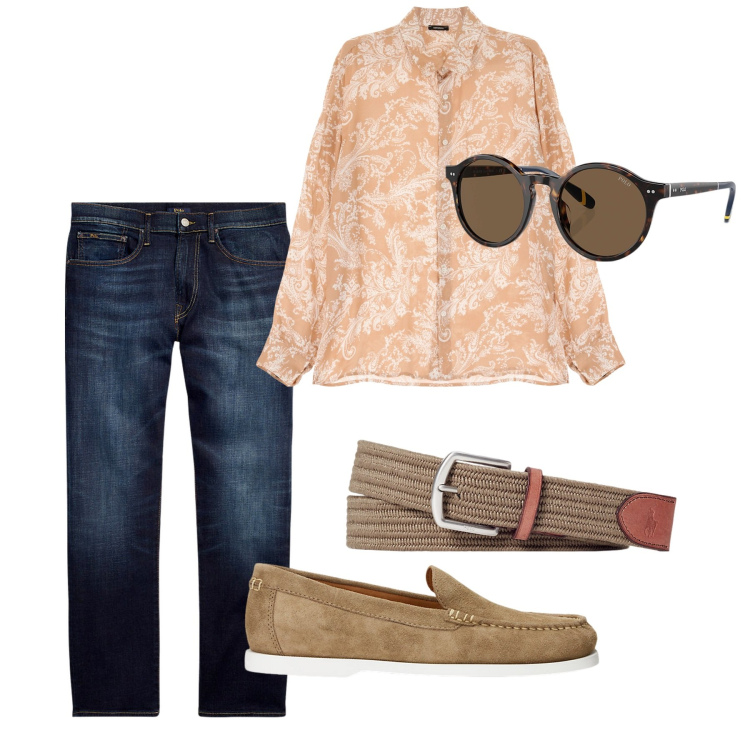 Outfit uomo - Occhiali al festival. Stile Casual per Tutti i giorni. Abbinamento con camicie, cinture, jeans dritti, occhiali da sole, scarpe stringate.