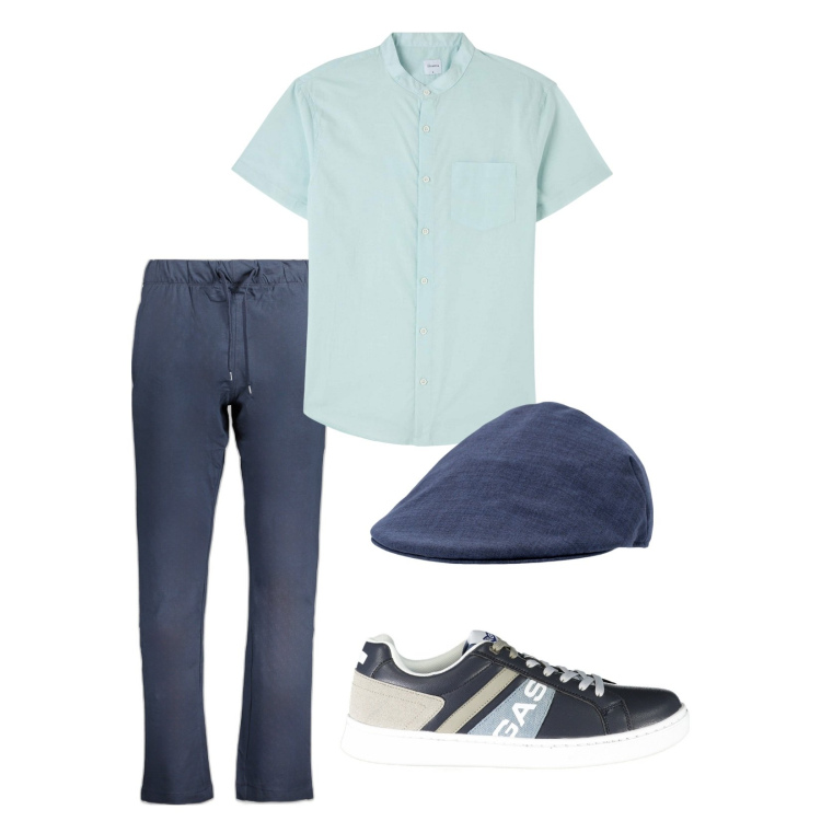 Outfit uomo - Resto in città!!!. Stile Casual per Tutti i giorni. Abbinamento con camicie a manica corta, pantaloni, sneakers, cappelli.