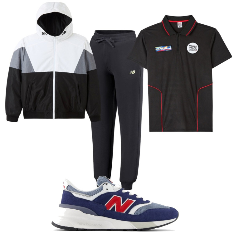 Outfit uomo - Total look #1936440. Stile Trendy per Sport. Abbinamento con polo, giacche, pantaloni, scarpe sportive.