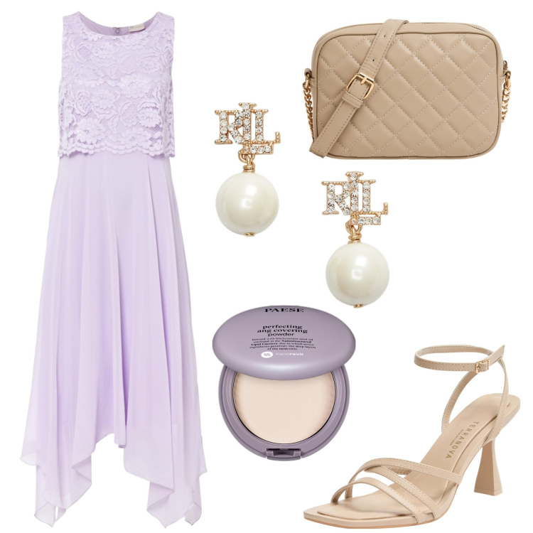 Outfit donna - Dettagli trasparenti. Stile Chic per Cerimonia. Abbinamento con vestiti senza maniche, ciprie, sandali col tacco, borse a tracolla, orecchini.