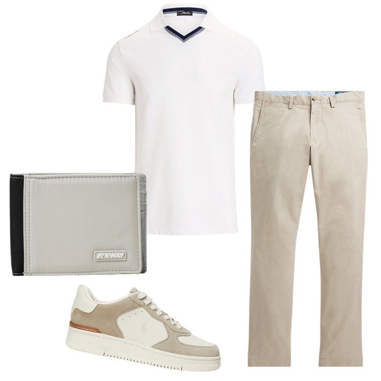 Outfit uomo - Total look #1936500. Stile Casual per Tutti i giorni. Abbinamento con pantaloni, sneakers, polo, portafogli.