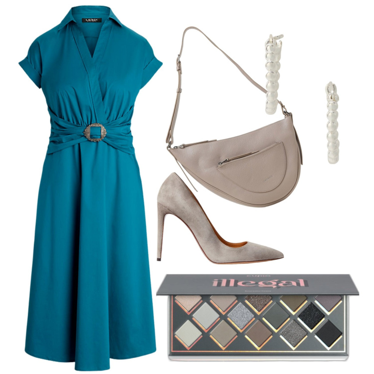 Outfit donna - Total look #1936506. Stile Chic per Serata fuori. Abbinamento con ombretti, orecchini, vestiti, décolleté, borse a spalla.