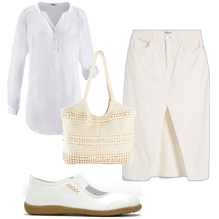 Outfit donna - Total look #1936694. Stile Basic per Tutti i giorni. Abbinamento con tuniche, ballerine, gonne longuette, shopping bag.