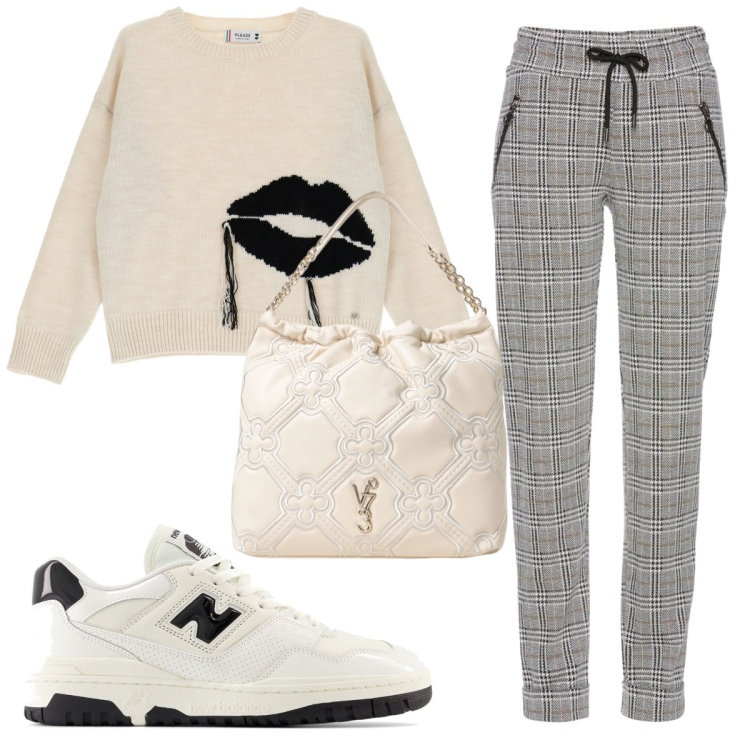 Outfit donna - Total look #1936701. Stile Basic per Tutti i giorni. Abbinamento con pantaloni, sneakers, maglieria, borse a spalla.