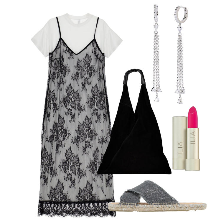 Outfit donna - Pizzo di giorno. Stile Urban per Tutti i giorni. Abbinamento con rossetti, orecchini, vestiti lunghi, borse a spalla, sandali.