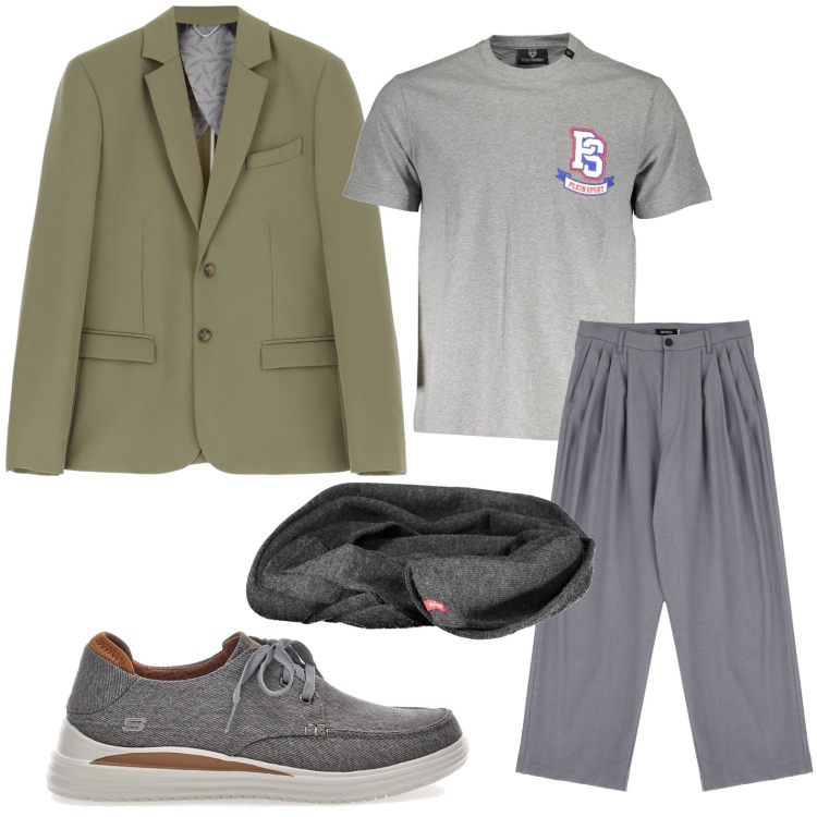 Outfit uomo - Il blazer verde. Stile Casual per Tutti i giorni. Abbinamento con giacche, pantaloni, scarpe stringate, t-shirt, sciarpe.