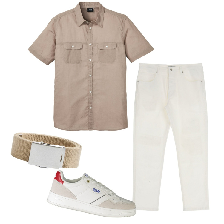 Outfit uomo - Arrivo subito. Stile Casual per Tutti i giorni. Abbinamento con camicie a manica corta, cinture, pantaloni, sneakers.