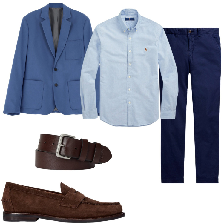 Outfit uomo - Invito a cena fuori. Stile Trendy per Serata speciale. Abbinamento con giacche, scarpe stringate, camicie, cinture, pantaloni.