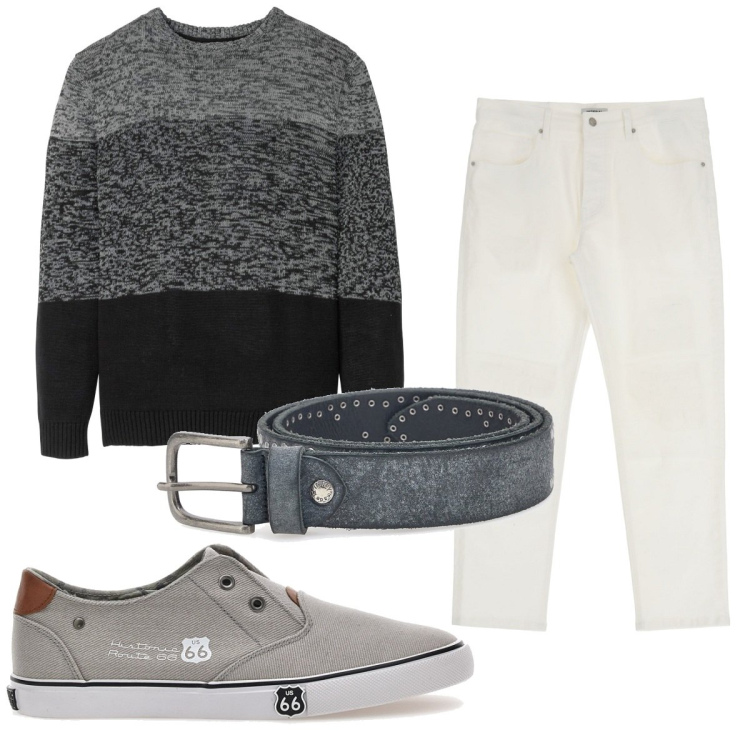 Outfit uomo - Total look #1937691. Stile Casual per Tutti i giorni. Abbinamento con maglieria, pantaloni, cinture, sneakers.
