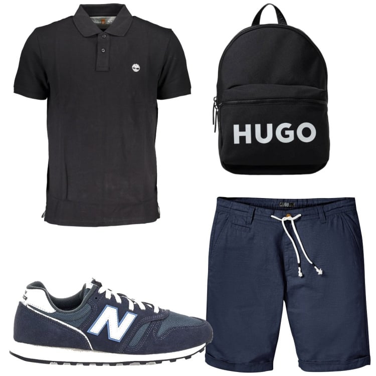 Outfit uomo - Total look #1937695. Stile Trendy per Sport. Abbinamento con bermuda, polo, sneakers, borse sportive.