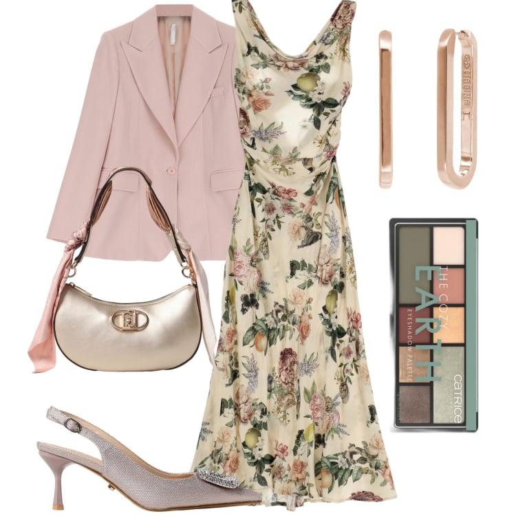 Outfit donna - Cerimonia. Stile Chic per Cerimonia. Abbinamento con ombretti, orecchini, vestiti lunghi, blazer, scarpe col tacco, borse a spalla.