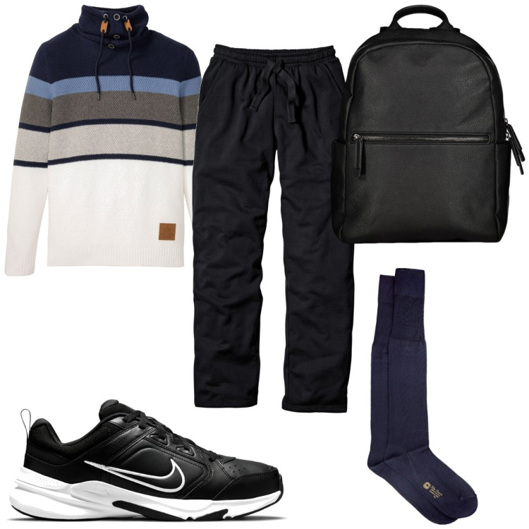 Outfit uomo - Total look #1937827. Stile Trendy per Sport. Abbinamento con pantaloni, maglieria, borse sportive, calzini, sneakers.