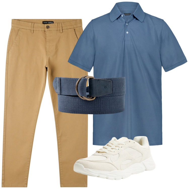 Outfit uomo - Total look #1938391. Stile Casual per Ufficio. Abbinamento con pantaloni skinny, sneakers, cinture, polo.