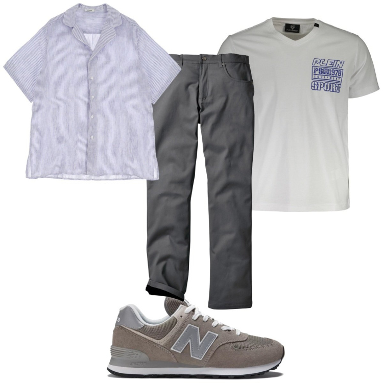 Outfit uomo - Total look #1938492. Stile Trendy per Tutti i giorni. Abbinamento con pantaloni, sneakers, camicie a manica corta, t-shirt.