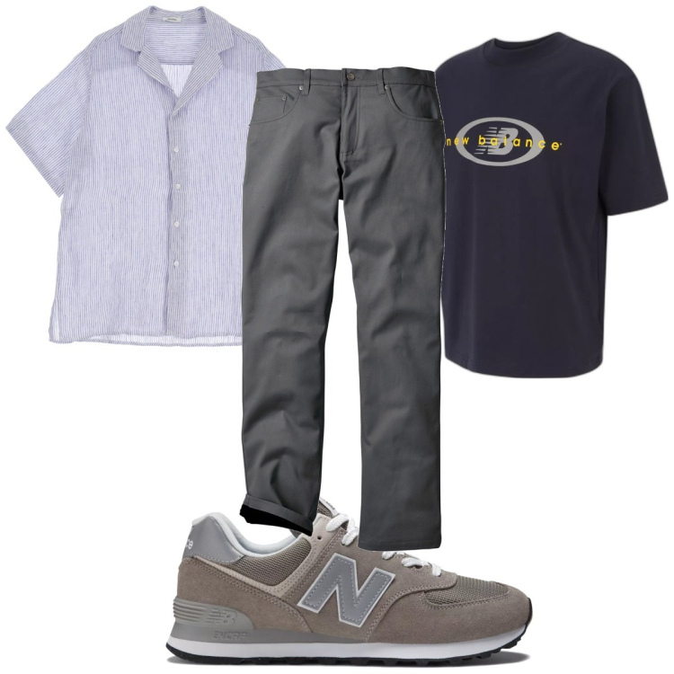 Outfit uomo - Total look #1938498. Stile Casual per Tutti i giorni. Abbinamento con pantaloni, t-shirt, sneakers, camicie a manica corta.
