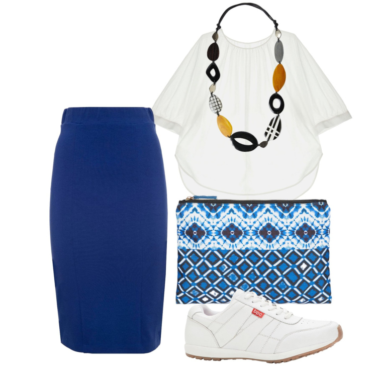 Outfit donna - Ghost outfitter - agosto. Stile Trendy per Tutti i giorni. Abbinamento con sneakers, bluse, gonne, pochette, collane.