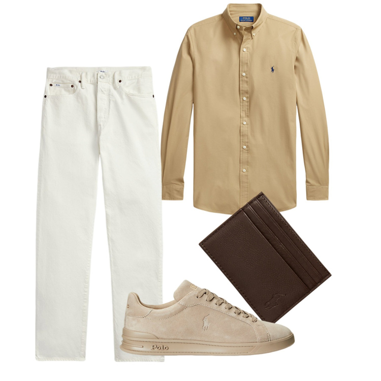 Outfit uomo - Mattina. Stile Casual per Tutti i giorni. Abbinamento con jeans dritti, sneakers, camicie, portafogli.