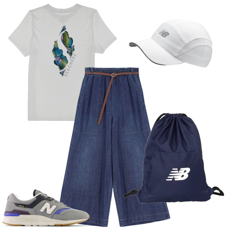 Outfit donna - Ripetizioni con l’amica. Stile Urban per Scuola/Università. Abbinamento con sneakers, cappelli, zaini, jeans, t-shirt.