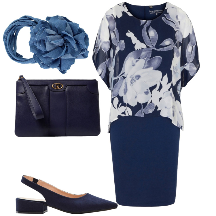 Outfit donna - Battesimo di Cloe. Stile Chic per Cerimonia. Abbinamento con décolleté, vestiti, collane, clutch.