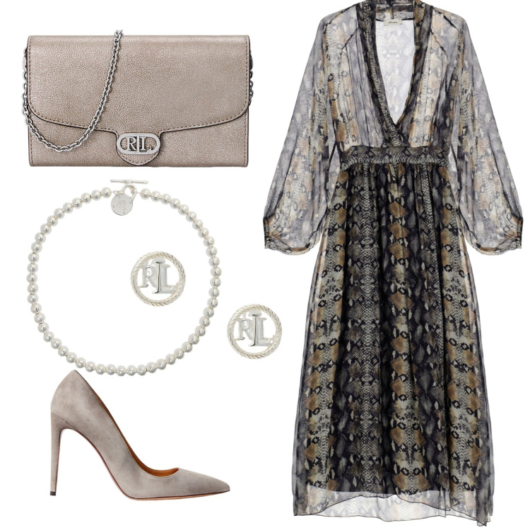 Outfit donna - Trasparenze...animalier. Abbinamento con vestiti, collane, orecchini, décolleté, borse a tracolla.