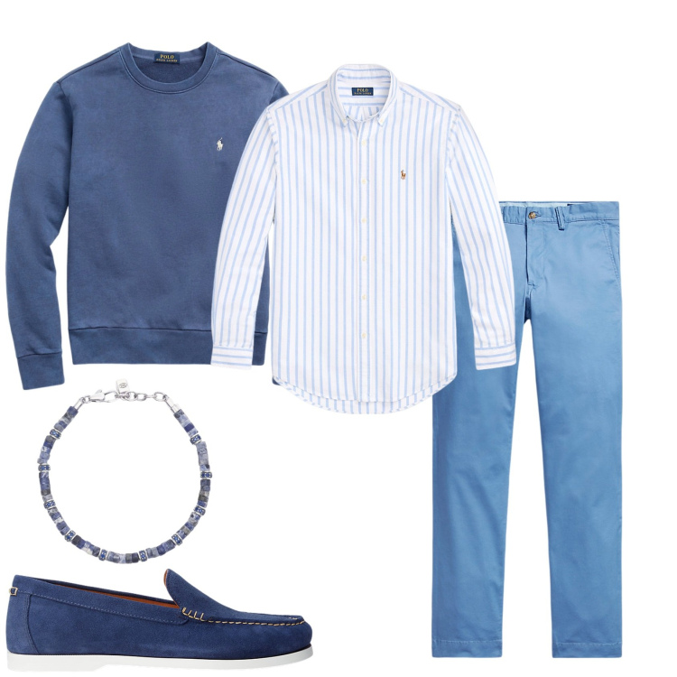 Outfit uomo - La serata con te. Stile Trendy per Serata speciale. Abbinamento con braccialetti, scarpe stringate, felpe, pantaloni, camicie.