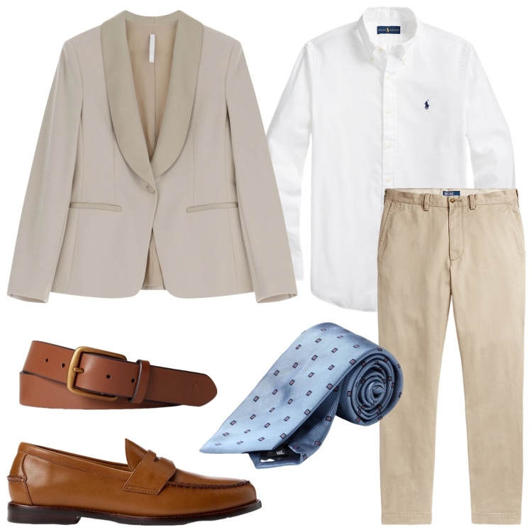 Outfit uomo - Cerimonia estiva - must-have cravatta. Stile Trendy per Cerimonia. Abbinamento con giacche, scarpe stringate, cinture, camicie, pantaloni chino, cravatte.