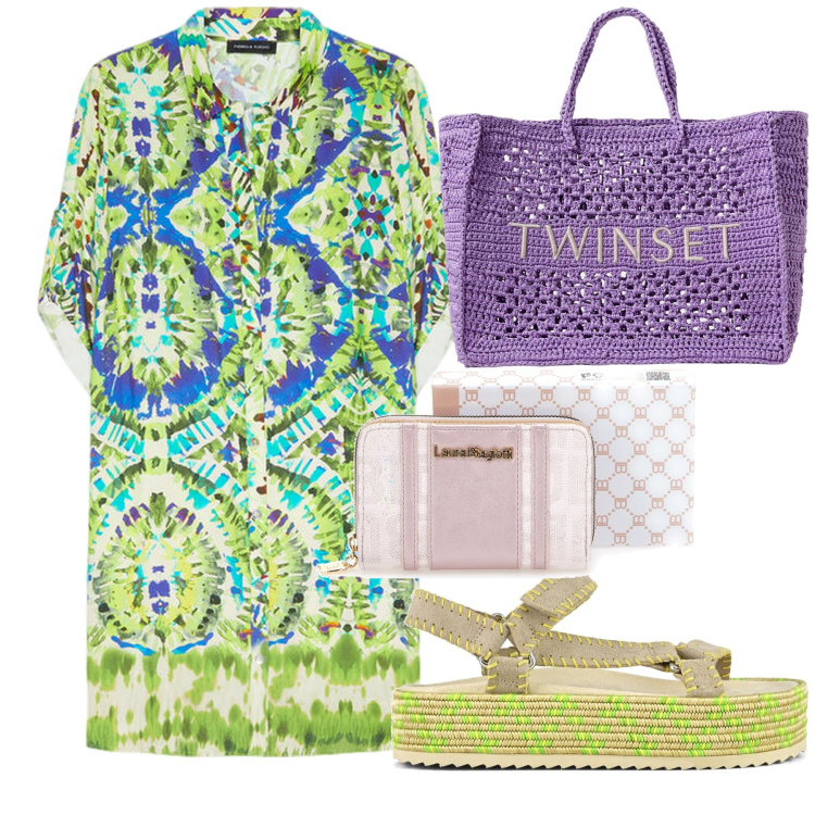 Outfit donna - Total look #1940107. Stile Boho per Tutti i giorni. Abbinamento con sandali, borse tote, vestiti lunghi, portafogli.