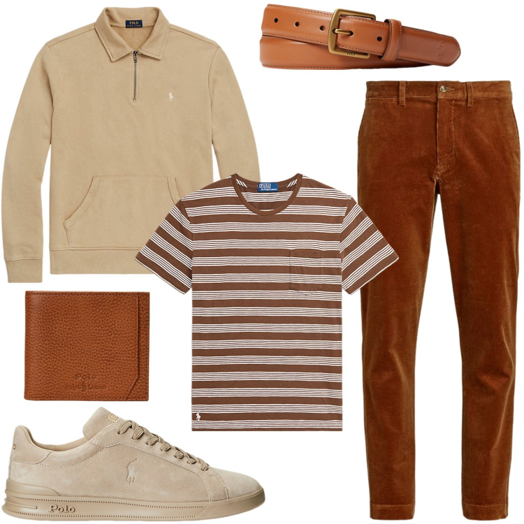 Outfit uomo - Semplicità con le righe. Stile Casual per Tutti i giorni. Abbinamento con pantaloni, cinture, felpe, sneakers, portafogli, t-shirt.