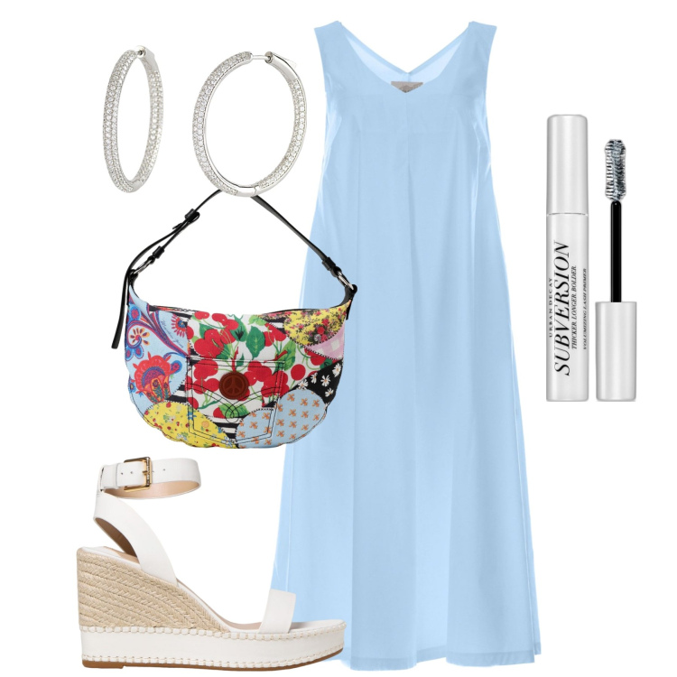 Outfit donna - Total look #1940229. Stile Casual chic per Tutti i giorni. Abbinamento con primer, orecchini, vestiti lunghi, sandali in pelle, borse a spalla.