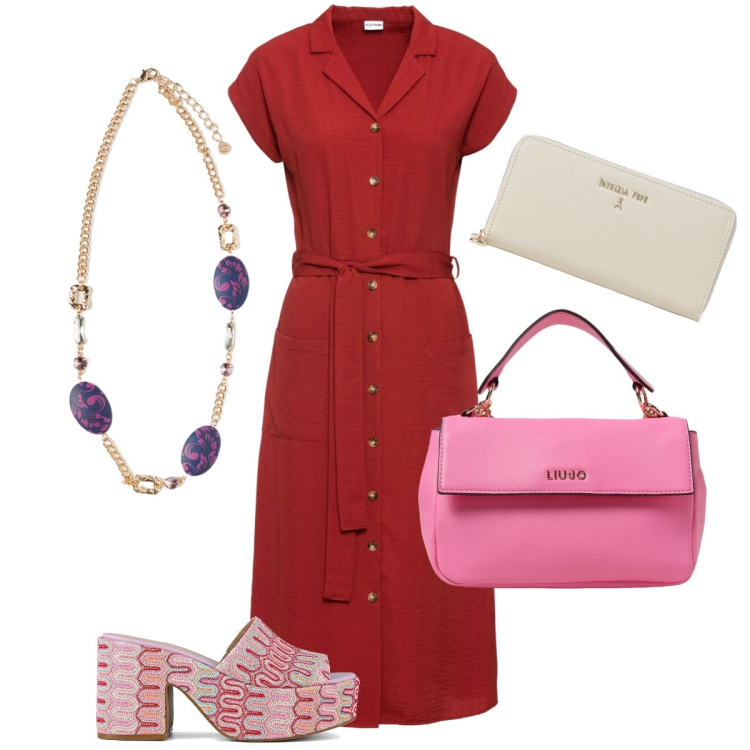 Outfit donna - Gli zoccoli a fantasia. Stile Boho per Tutti i giorni. Abbinamento con vestiti, sabot, portafogli, ciondoli, borse a mano.