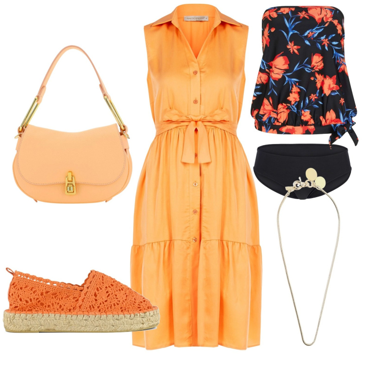 Outfit donna - Total look #1940324. Stile Boho per Tutti i giorni. Abbinamento con costumi interi, vestiti chemisier, espadrillas, collane, borse a spalla.