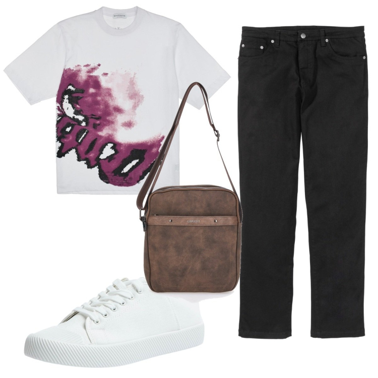 Outfit uomo - Total look #1940415. Stile Trendy per Tutti i giorni. Abbinamento con pantaloni, sneakers, t-shirt, portafogli.