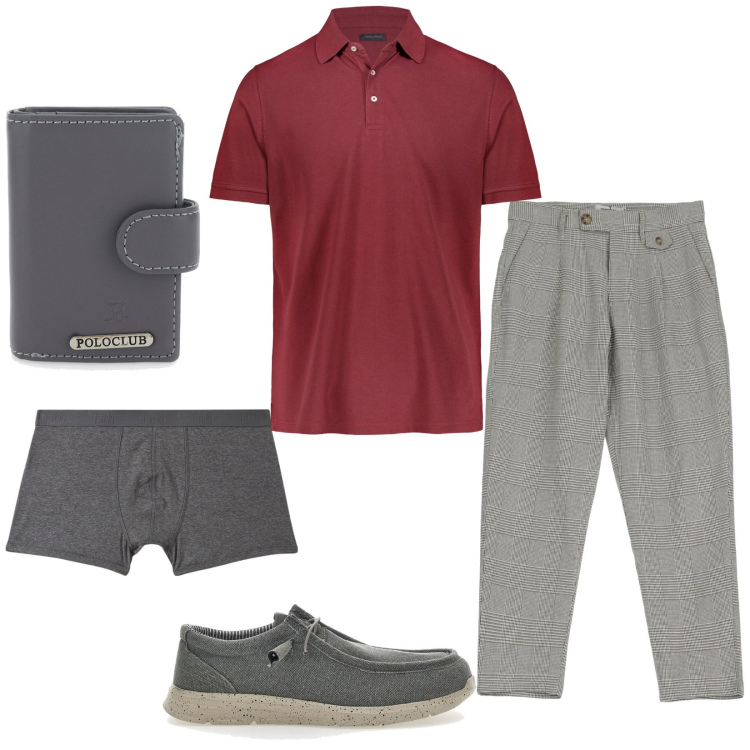Outfit uomo - Total look #1940481. Stile Casual per Tutti i giorni. Abbinamento con boxer, pantaloni, scarpe stringate, portafogli, polo.