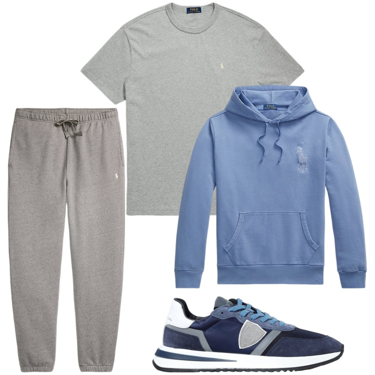 Outfit uomo - Work out in palestra. Stile Casual per Sport. Abbinamento con t-shirt, pantaloni, felpe con cappuccio, sneakers.