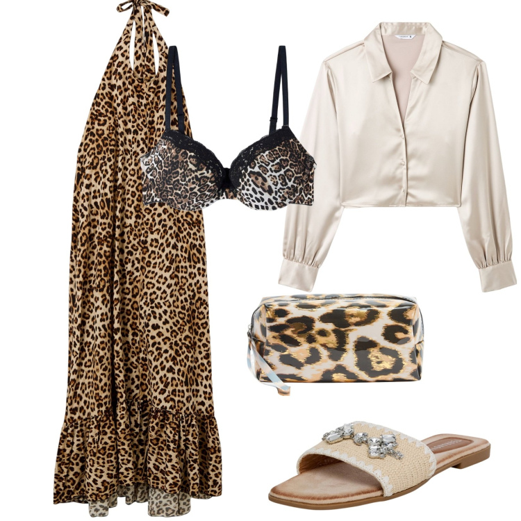 Outfit donna - Estate infinita. Stile Etnico per Tutti i giorni. Abbinamento con ciabatte, vestiti lunghi, camicie, reggiseni, valigie.