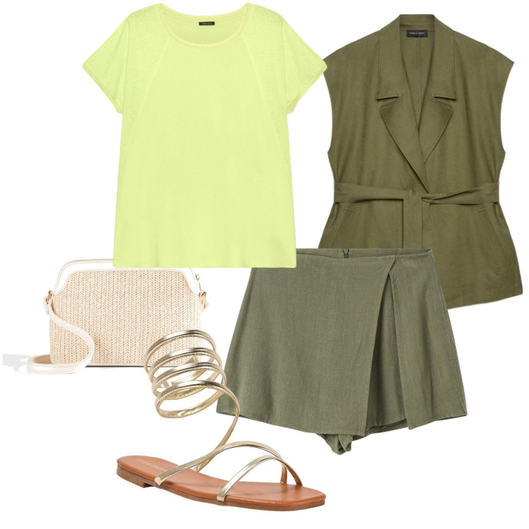 Outfit donna - Dettagli in lino. Stile Boho per Tutti i giorni. Abbinamento con borse a tracolla, gonne, sandali, blazer, t-shirt.