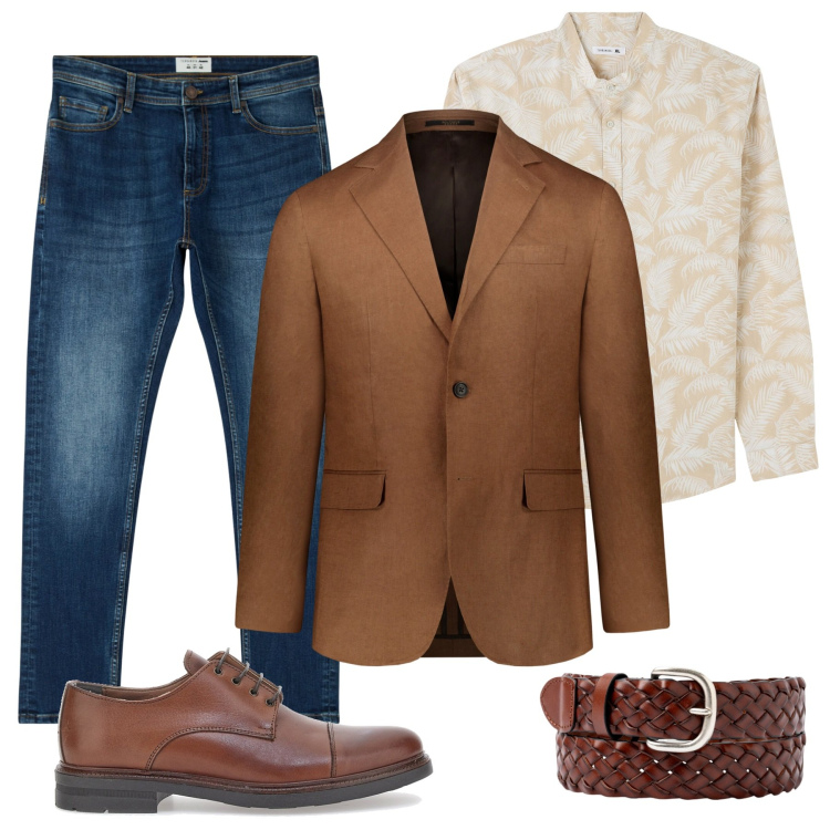 Outfit uomo - Total look #1940847. Stile Casual per Tutti i giorni. Abbinamento con jeans skinny, camicie, scarpe stringate, abiti, cinture.