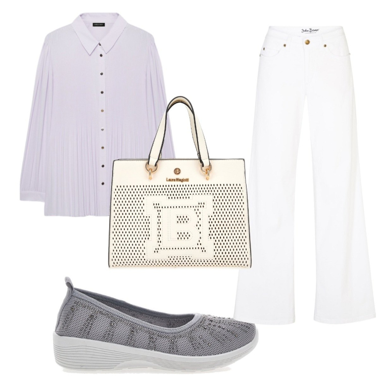 Outfit donna - Total look #1941086. Stile Minimal per Tutti i giorni. Abbinamento con jeans, ballerine, camicie, borse a mano.